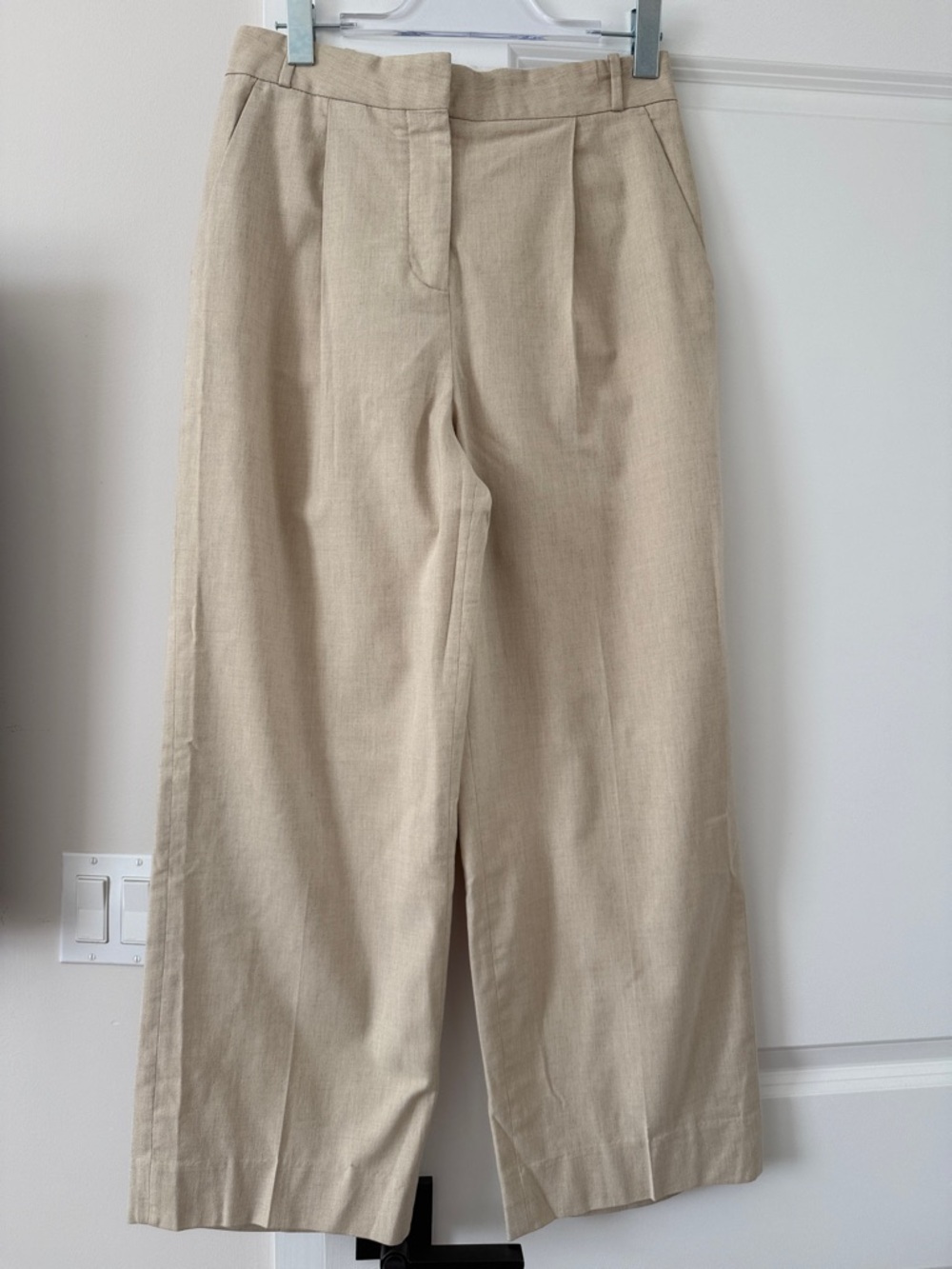 ba&sh Cream Wide-Leg Linen Blend Pants